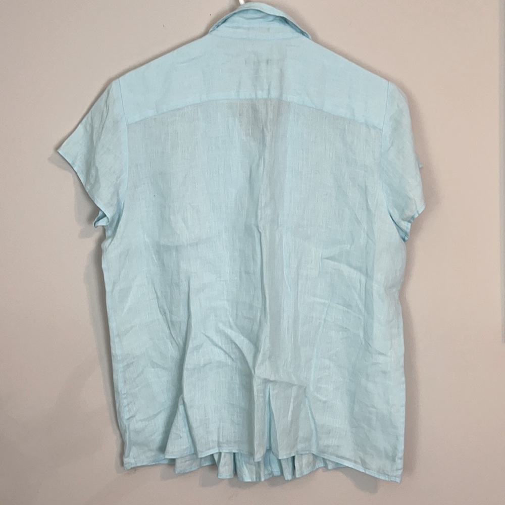 Talbots Light Blue Short Sleeve Blouse - Picture 6 of 7